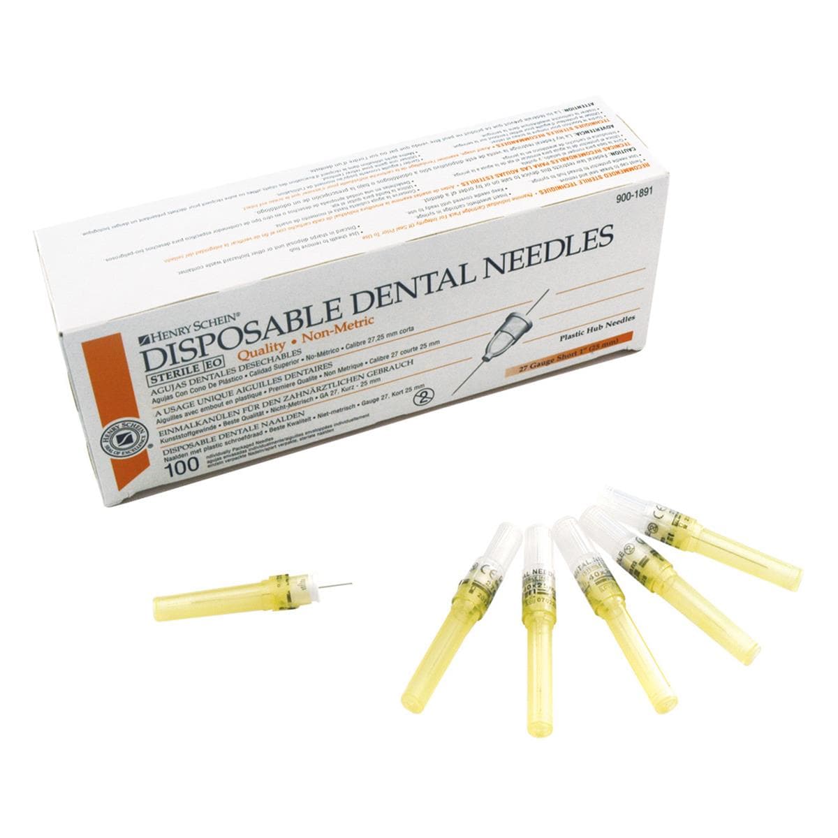 HS Needles Plastic Hub Disposable 27G Short 25mm 100pk