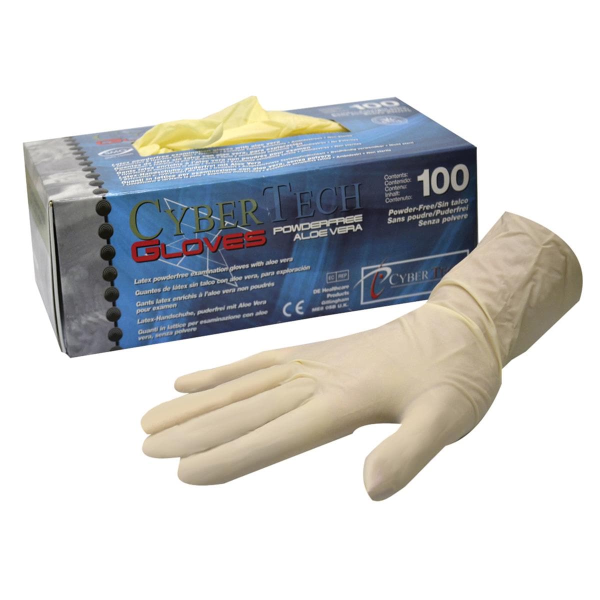 Cyber Gloves Latex Powder-Free Aloe X-Small 100pk