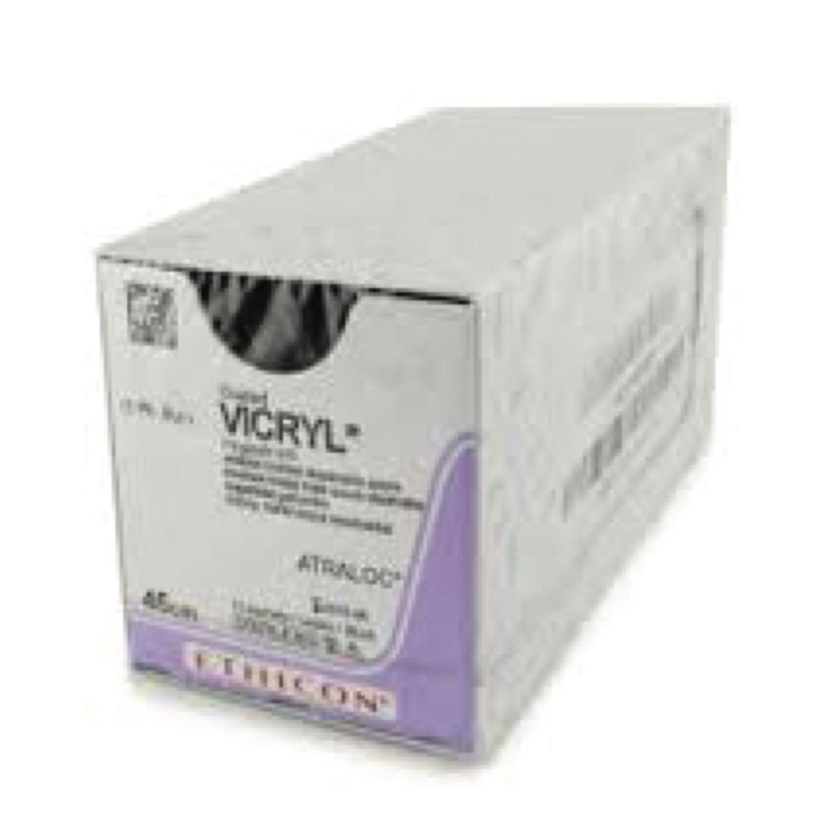Vicryl Suture Violet Coated 20cm 6-0 1/2 Circle Spatula Double S-22 6mm 12pk
