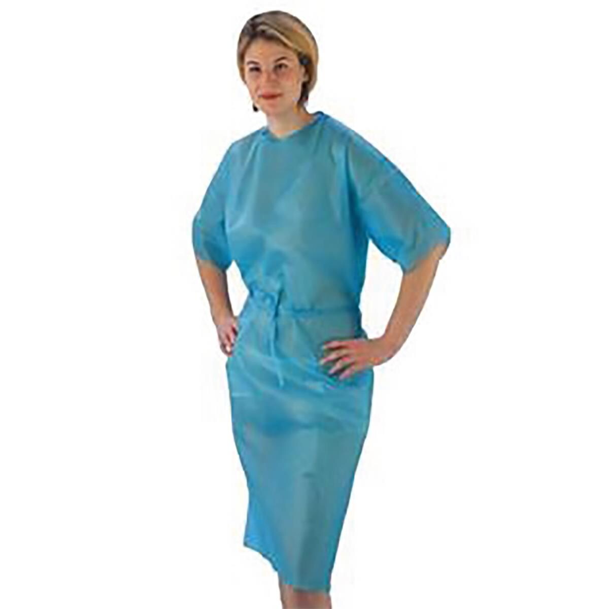 Short Sleeved Disposable Blue Patient Gowns 50pk