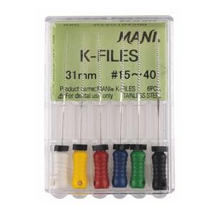 Mani K-File 31mm 15-40 Assorted 6pk