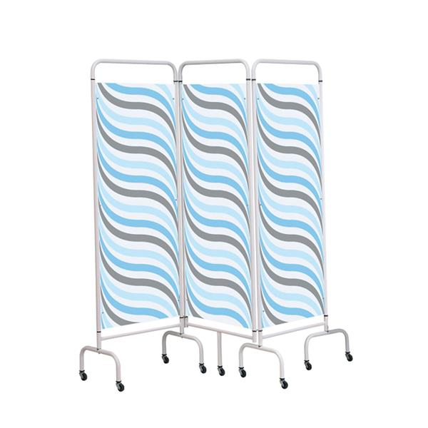 3 Panel Mobile Folding Screen with Curtain Wave