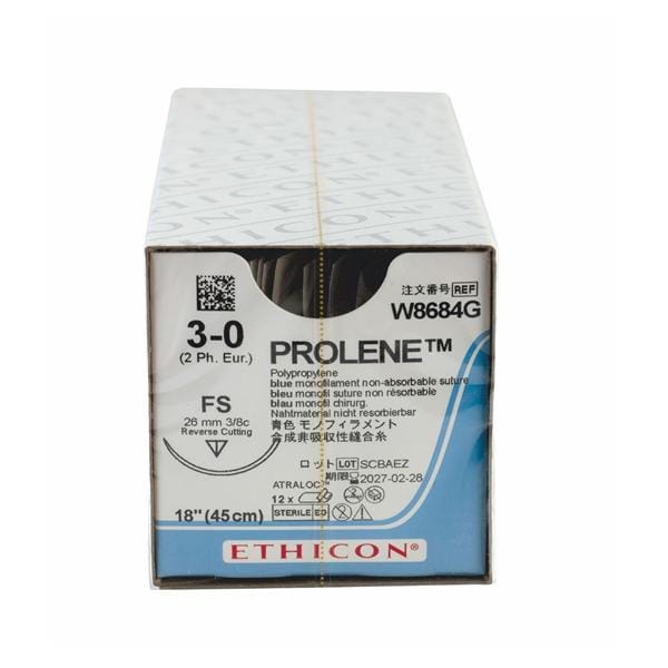 Prolene Suture Blue 75cm 2-0 3/8 Circle Taperpoint MH-1 6.5mm 36pk