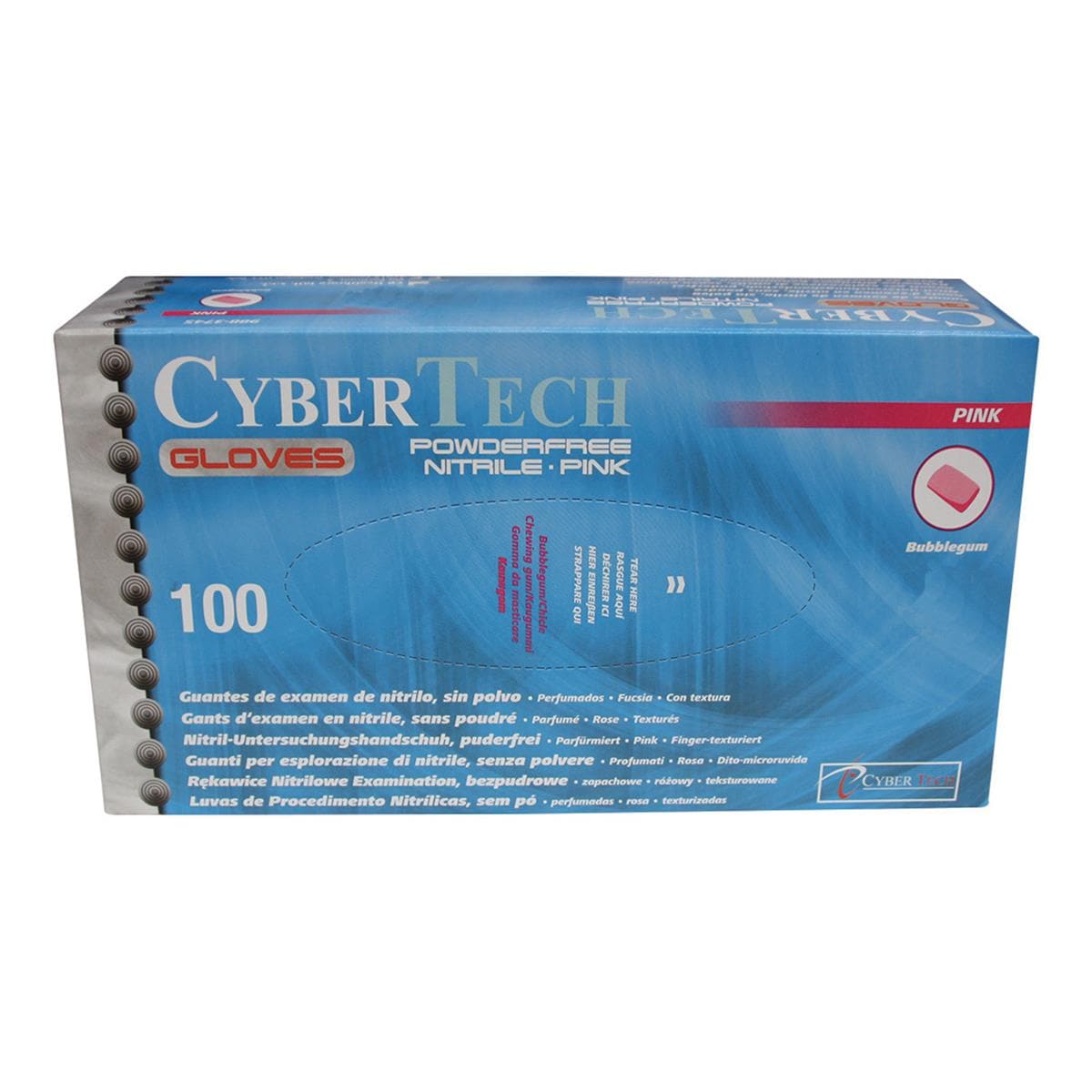 Cyber Gloves Nitrile Pwd/F Text Pink B/Gum S 100pk